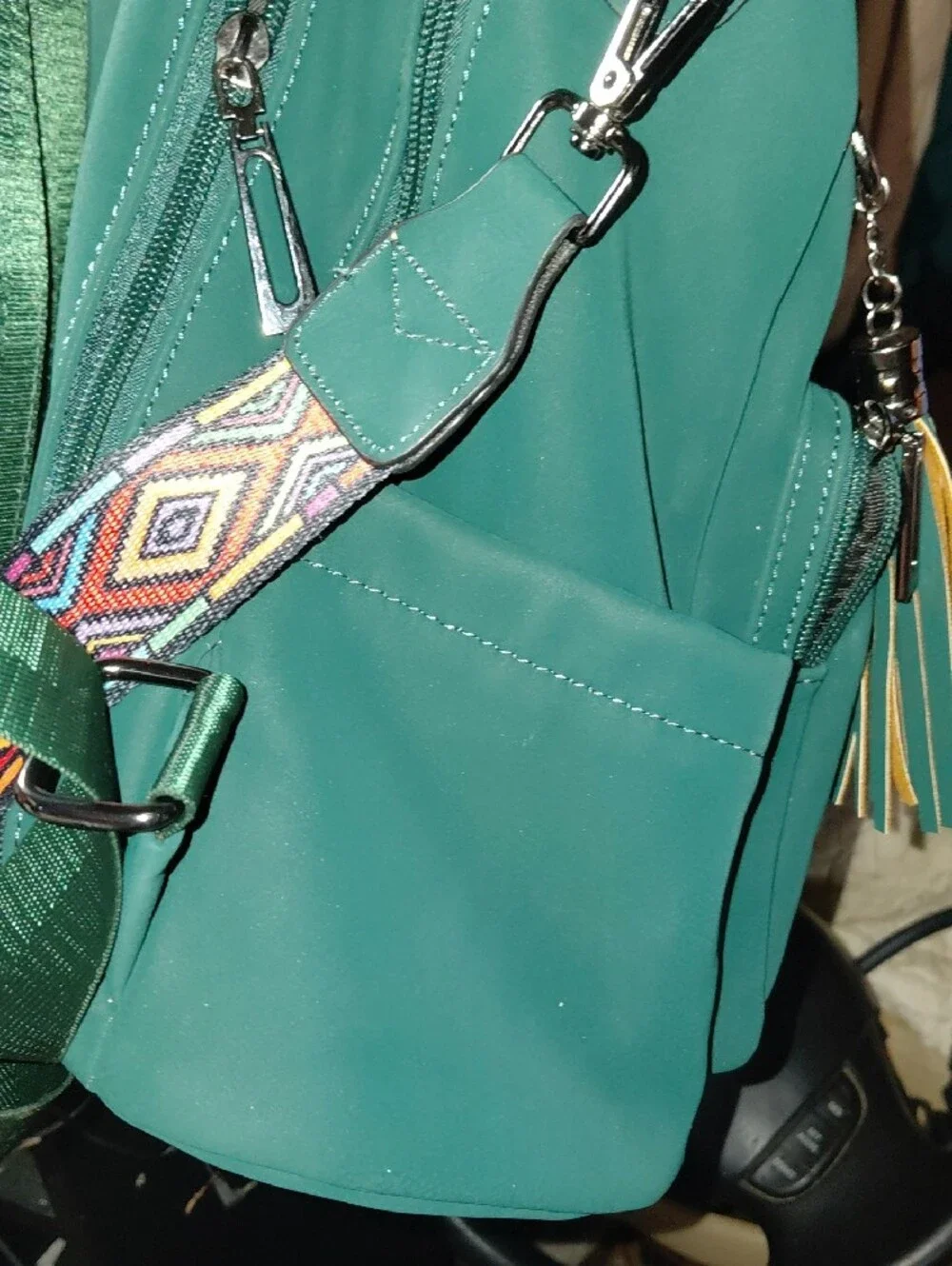 Teal Women’s Backpack Purse with Tassel